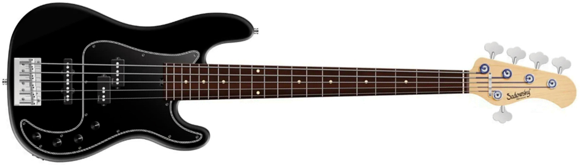 Sadowsky Hybrid Pj Bass 21 Fret Alder 5c Metroline All Active Mor - Solid Black Satin - Solidbody E-bass - Main picture