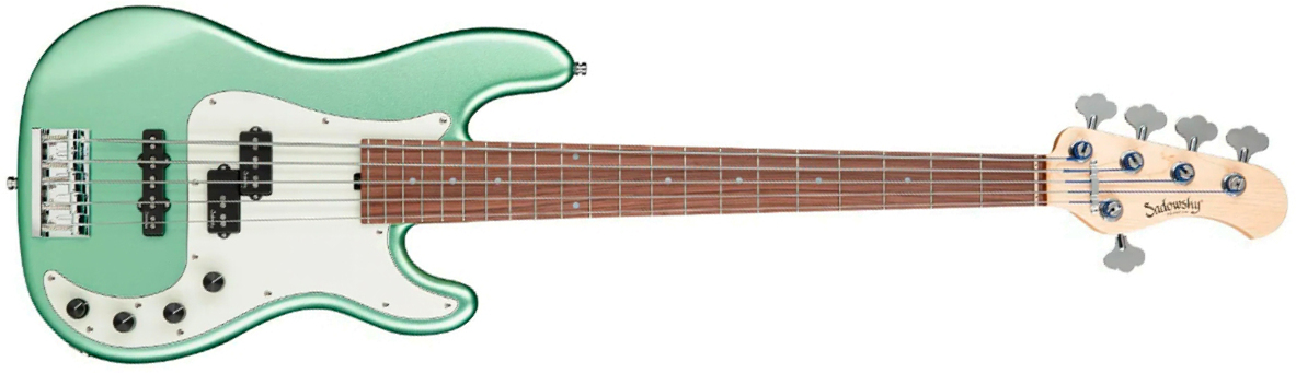 Sadowsky Hybrid Pj Bass 21 Fret Alder 5c Metroline All Active Mor - Sage Green Metallic Satin - Solidbody E-bass - Main picture