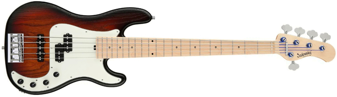 Sadowsky Hybrid Pj Bass 21 Fret Ash 5c Metroline All Active Mn - Almond Sunburst Transparent Satin - Solidbody E-bass - Main picture