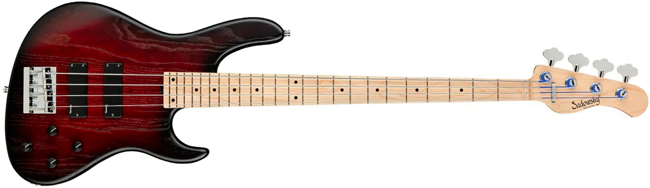 Sadowsky Modern Bass 24 Fret Ash 4c Metroline All Active Mn - Burgundy Blackburst Transparent Satin - Solidbody E-bass - Main picture