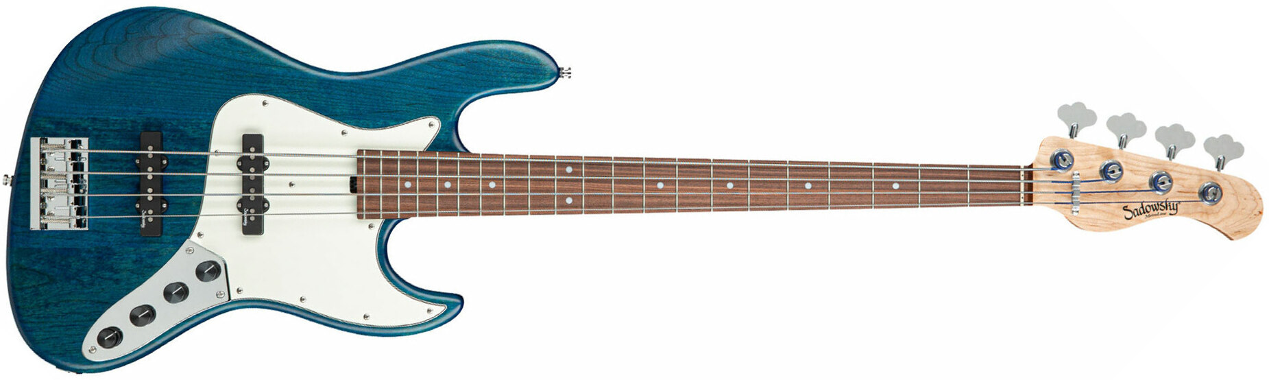 Sadowsky Vintage J/j Bass 21 Fret Alder 4c Metroline All Active Mor - Blue Transparent Satin - Solidbody E-bass - Main picture