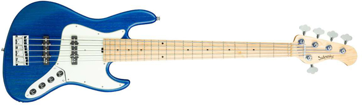 Sadowsky Vintage J/j Bass 21 Fret Ash 5c Metroline All Active Mn - Blue Transparent Satin - Solidbody E-bass - Main picture