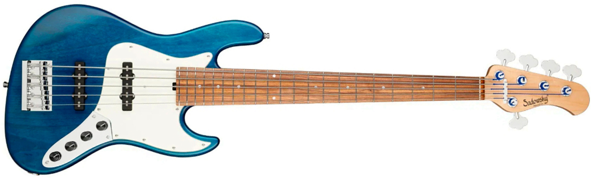 Sadowsky Vintage Jj Bass 21 Fret Alder 5c Metroline All Active Mor - Ocean Blue Transparent Satin - Solidbody E-bass - Main picture