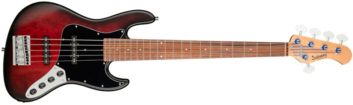 Sadowsky Vintage Jj Bass 21 Fret Alder 5c Metroline All Active Mor - Burgundy Blackburst Transparent Satin - Solidbody E-bass - Main picture