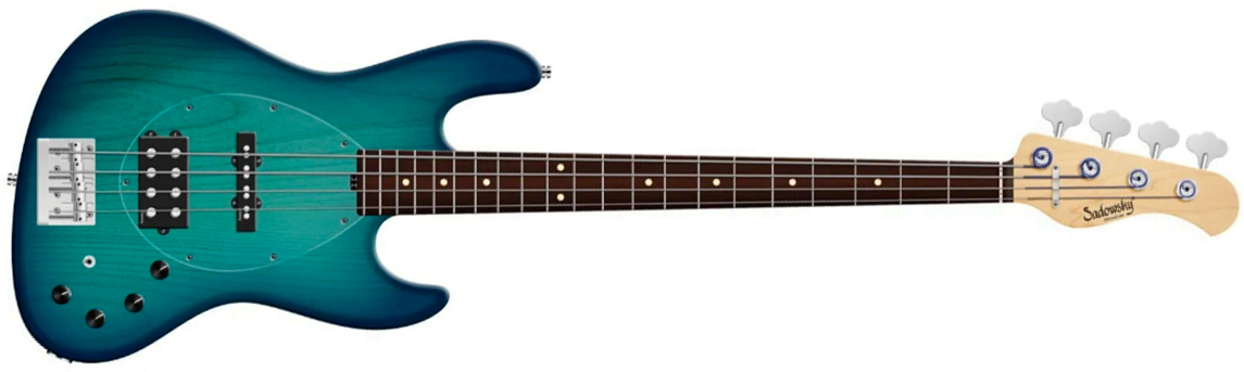 Sadowsky Vintage Mj Bass 21f Alder 4c Metroline All Active Mor - Bora Blue Burst Satin - Solidbody E-bass - Main picture