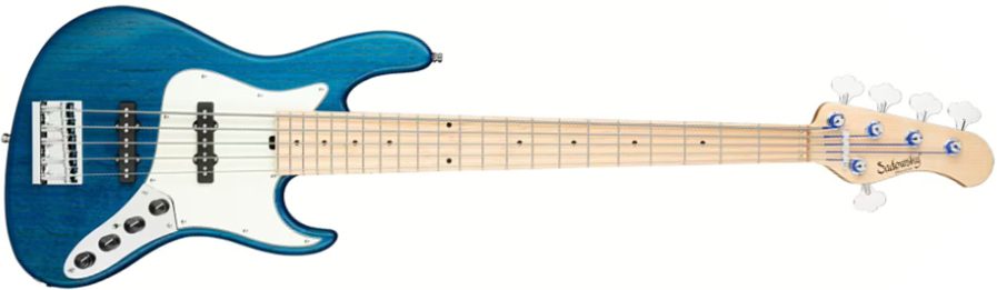 Sadowsky Will Lee 22-fret Ash 5c Metroline Signature All Active Mn - Ocean Blue Transparent Satin - Solidbody E-bass - Main picture