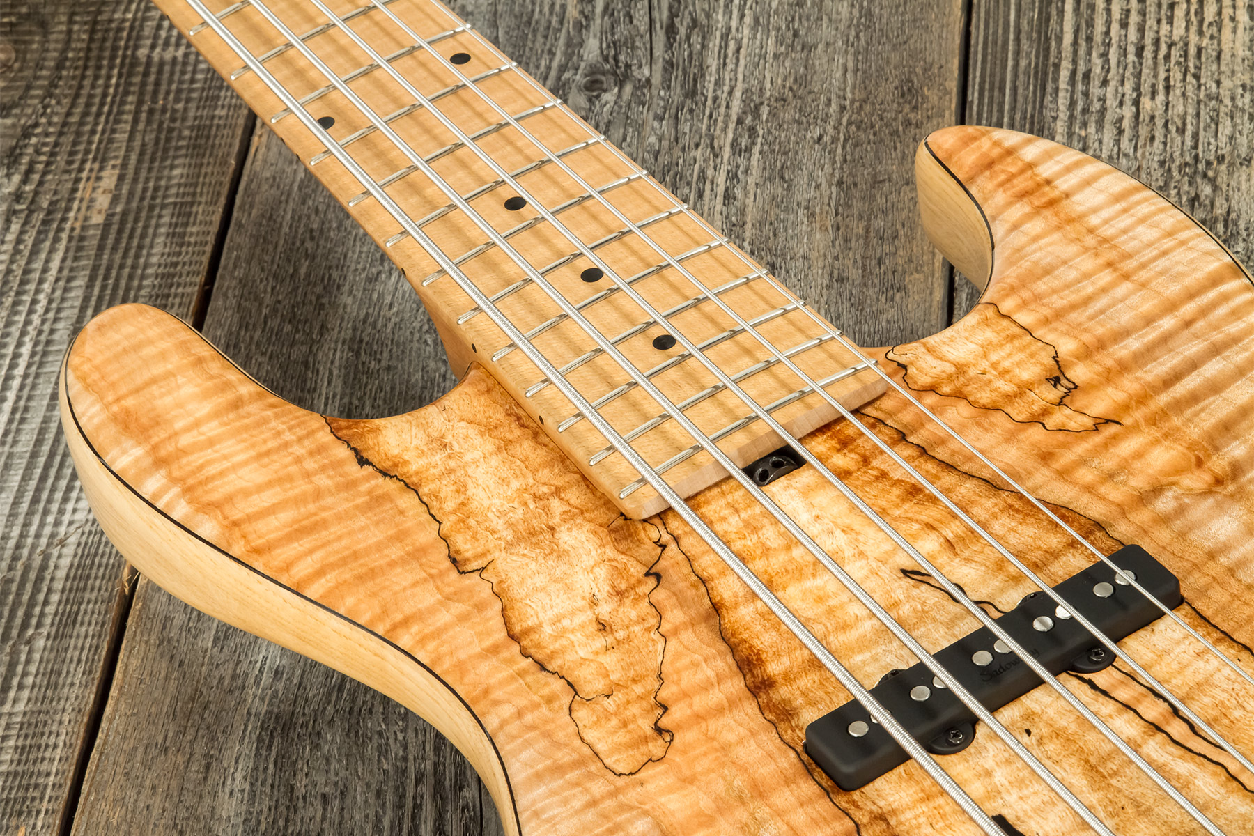 Sadowsky Custom Shop Standard J/j Bass 21f 5c Spalted Maple 5c Active Mn #scsc000188-23 - Natural - Solidbody E-bass - Variation 4