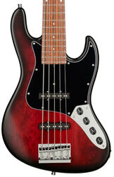 Solidbody e-bass Sadowsky MetroLine 21-Fret Vintage J/J Bass Alder (5-String, Germany, Morado) - Burgundy Blackburst Transparent Satin