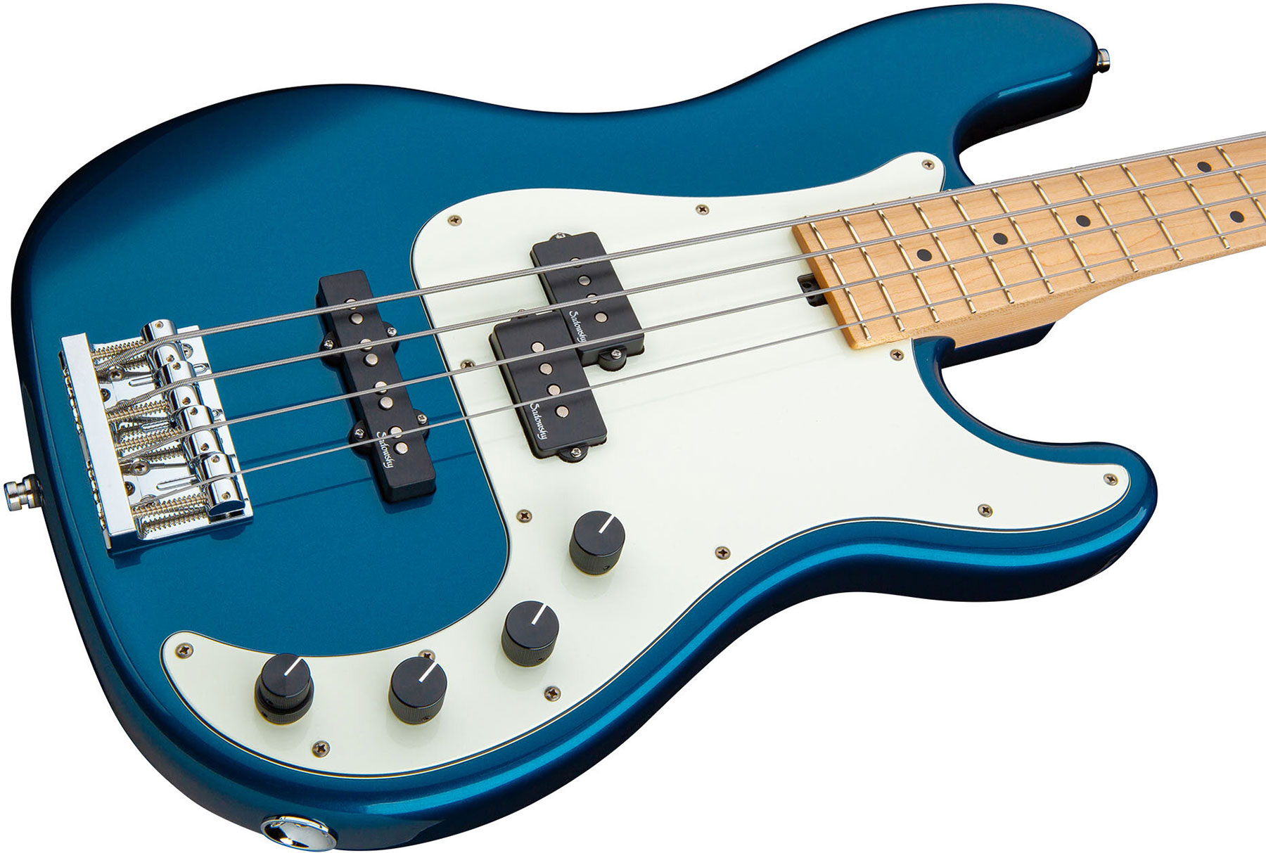 Sadowsky Hybrid P/j Bass 21 Fret Ash 4c Metroline All Active Mn - Dark Lake Placid Blue Metallic - Solidbody E-bass - Variation 2
