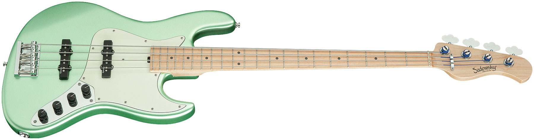 Sadowsky Vintage J/j Bass 21 Fret Ash 4c Metroline All Active Mn - Sage Green Metallic Satin - Solidbody E-bass - Variation 1