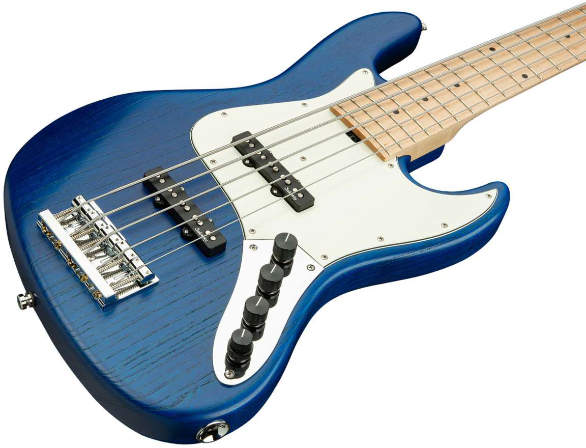 Sadowsky Vintage J/j Bass 21 Fret Ash 5c Metroline All Active Mn - Blue Transparent Satin - Solidbody E-bass - Variation 2