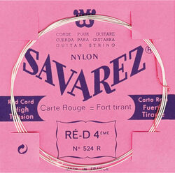 Konzertgitarre saiten Savarez 524R Ré/D  4 Rouge Tirant Fort - Saite je stück