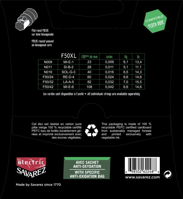 Savarez Jeu De 6 Cordes F50xl Focus 09-42 - E-Gitarren Saiten - Variation 1