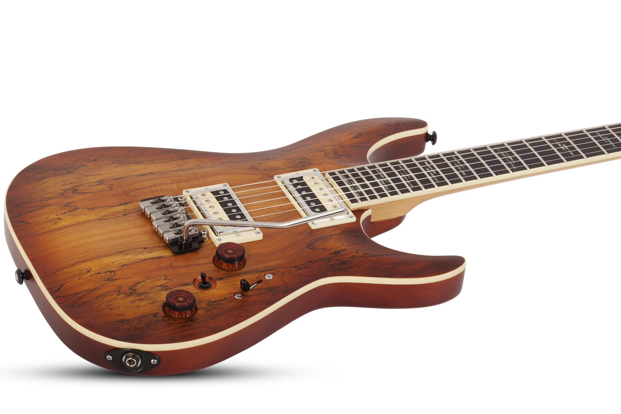 Schecter C-1 Exotic Spalted Maple 2h Trem Eb - Satin Natural Vintage Burst - E-Gitarre in Str-Form - Variation 1