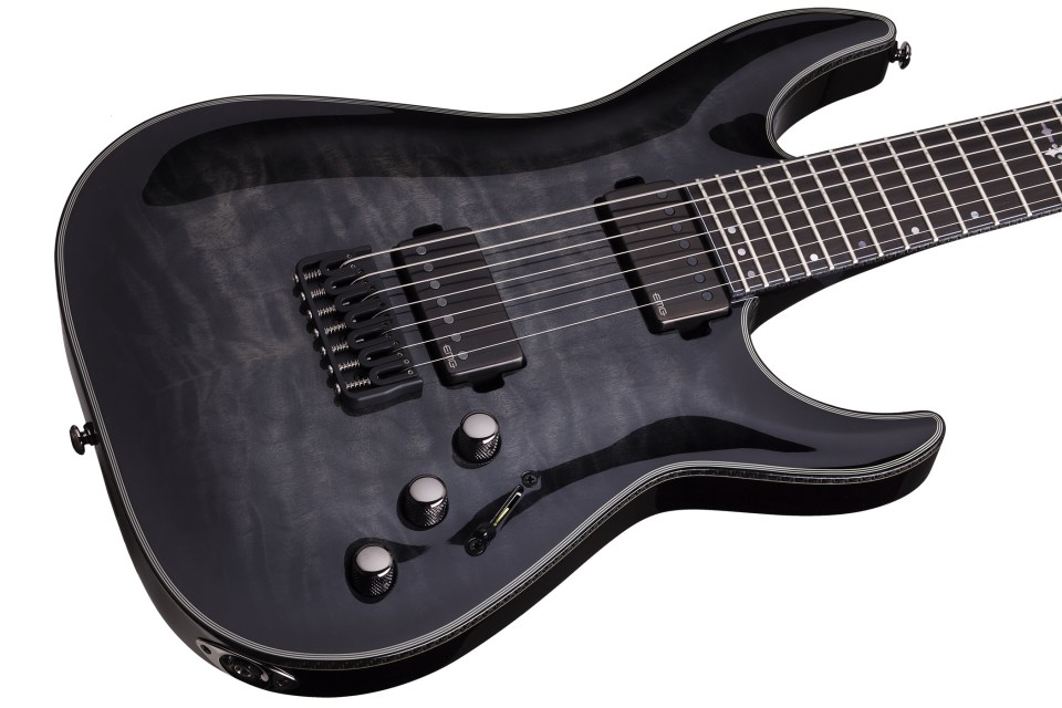 Schecter C-7 Hellraiser Hybrid 7c 2h Emg Ht - Trans Black Burst - 7-saitige E-Gitarre - Variation 1