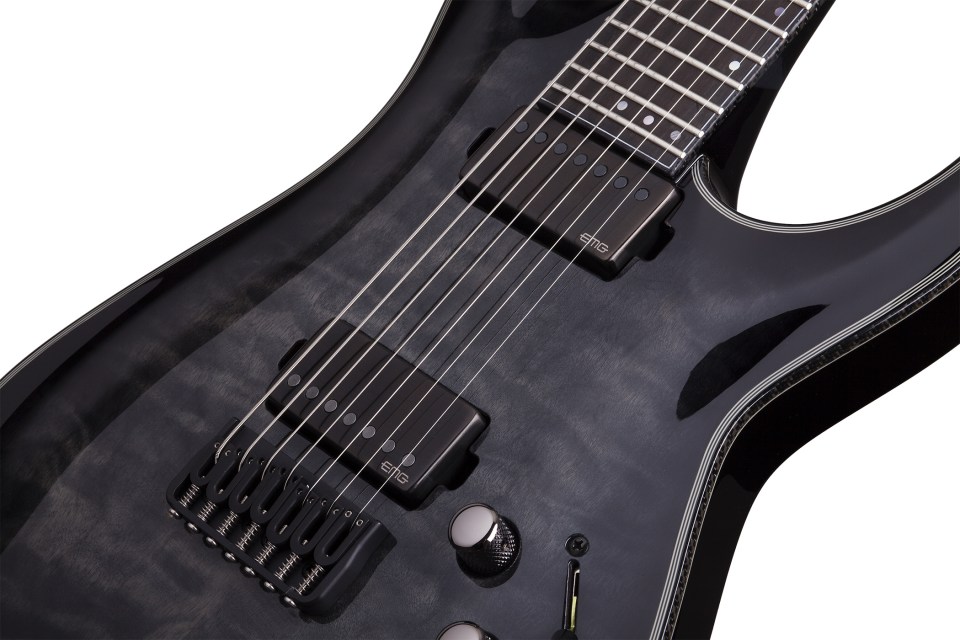 Schecter C-7 Hellraiser Hybrid 7c 2h Emg Ht - Trans Black Burst - 7-saitige E-Gitarre - Variation 2