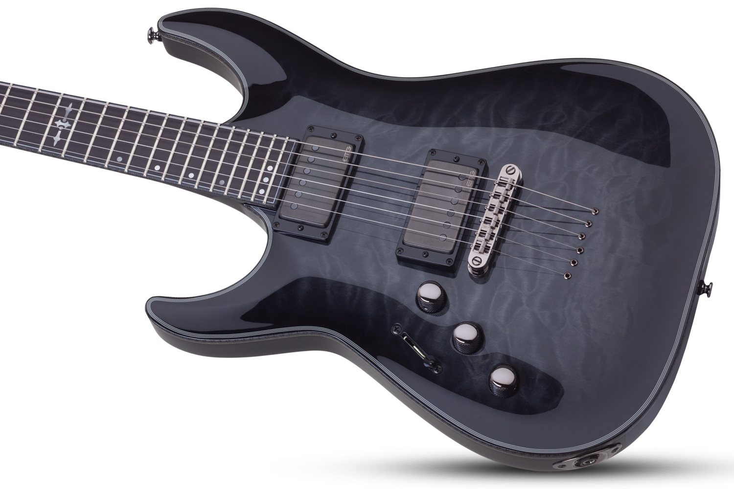 Schecter C-1 Hellraiser Hybrid Lh Gaucher 2h Emg Ht Eb - Trans. Black Burst - E-Gitarre für Linkshänder - Variation 1