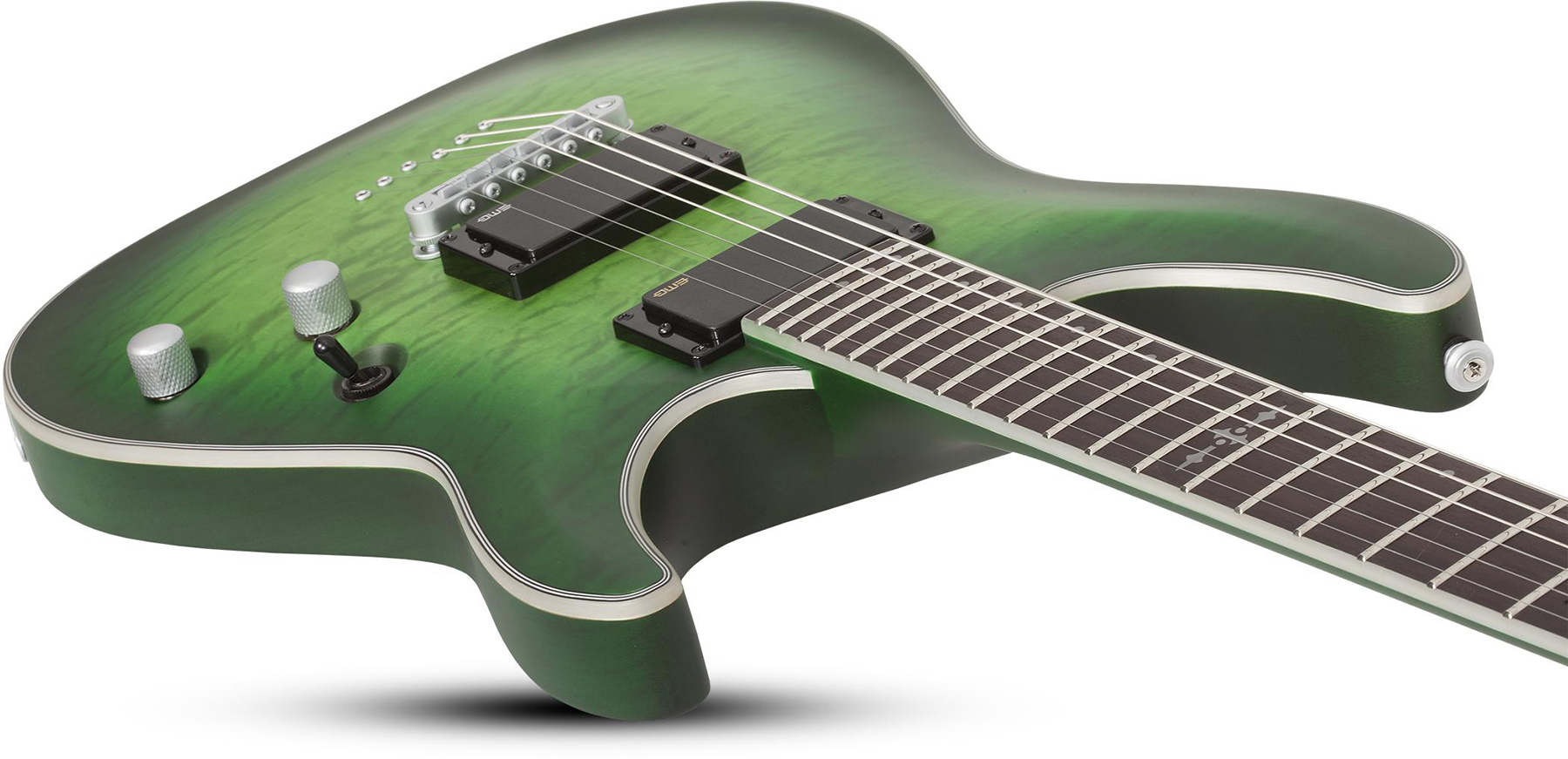 Schecter C-1 Platinum 2h Emg Ht Eb - Satin Green Burst - E-Gitarre in Str-Form - Variation 2