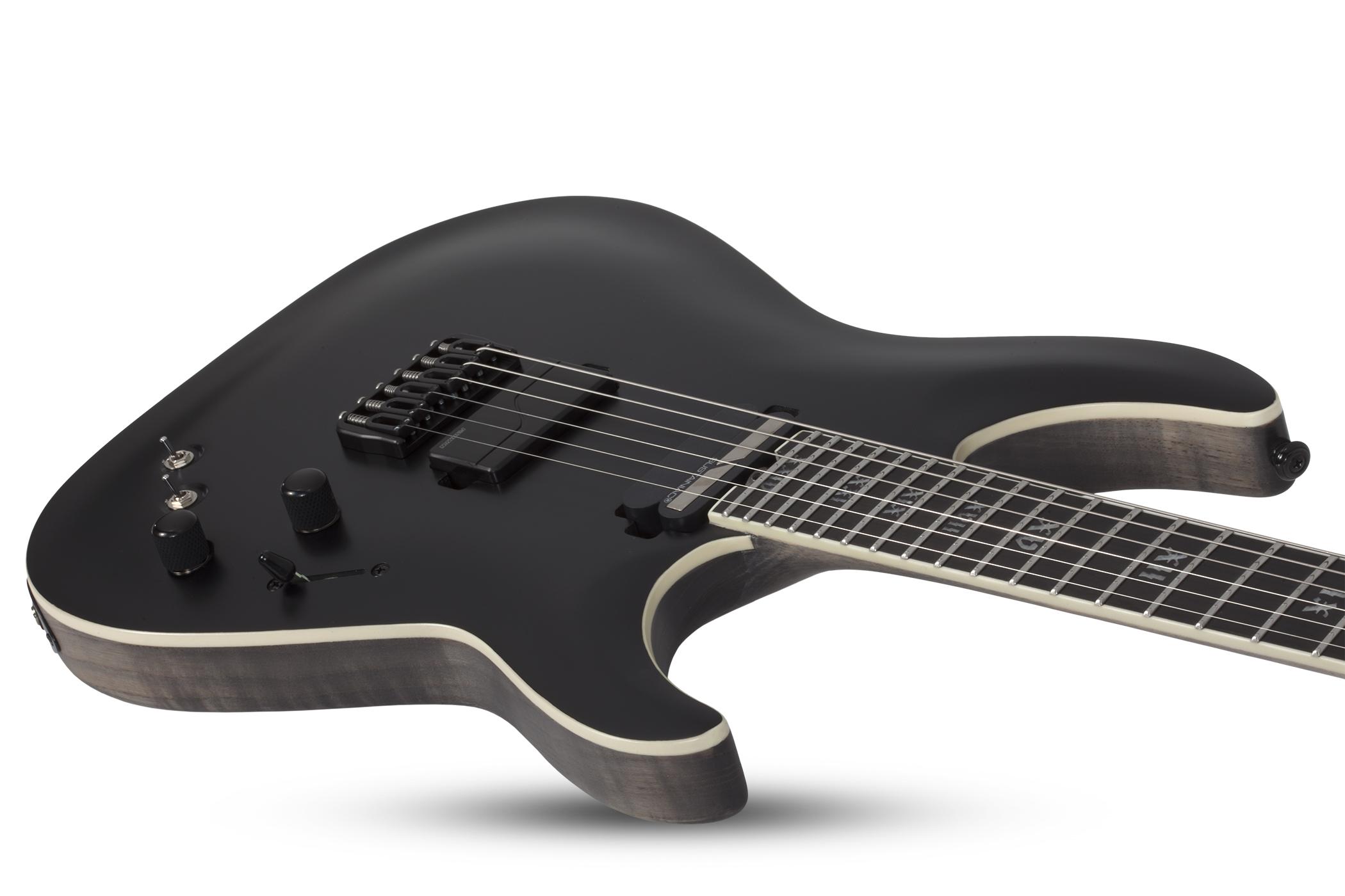 Schecter C-1 S Sls Elite Evil Twin 2h Fishman Fluence Modern Sustainiac Ht Eb - Satin Black - E-Gitarre in Str-Form - Variation 1