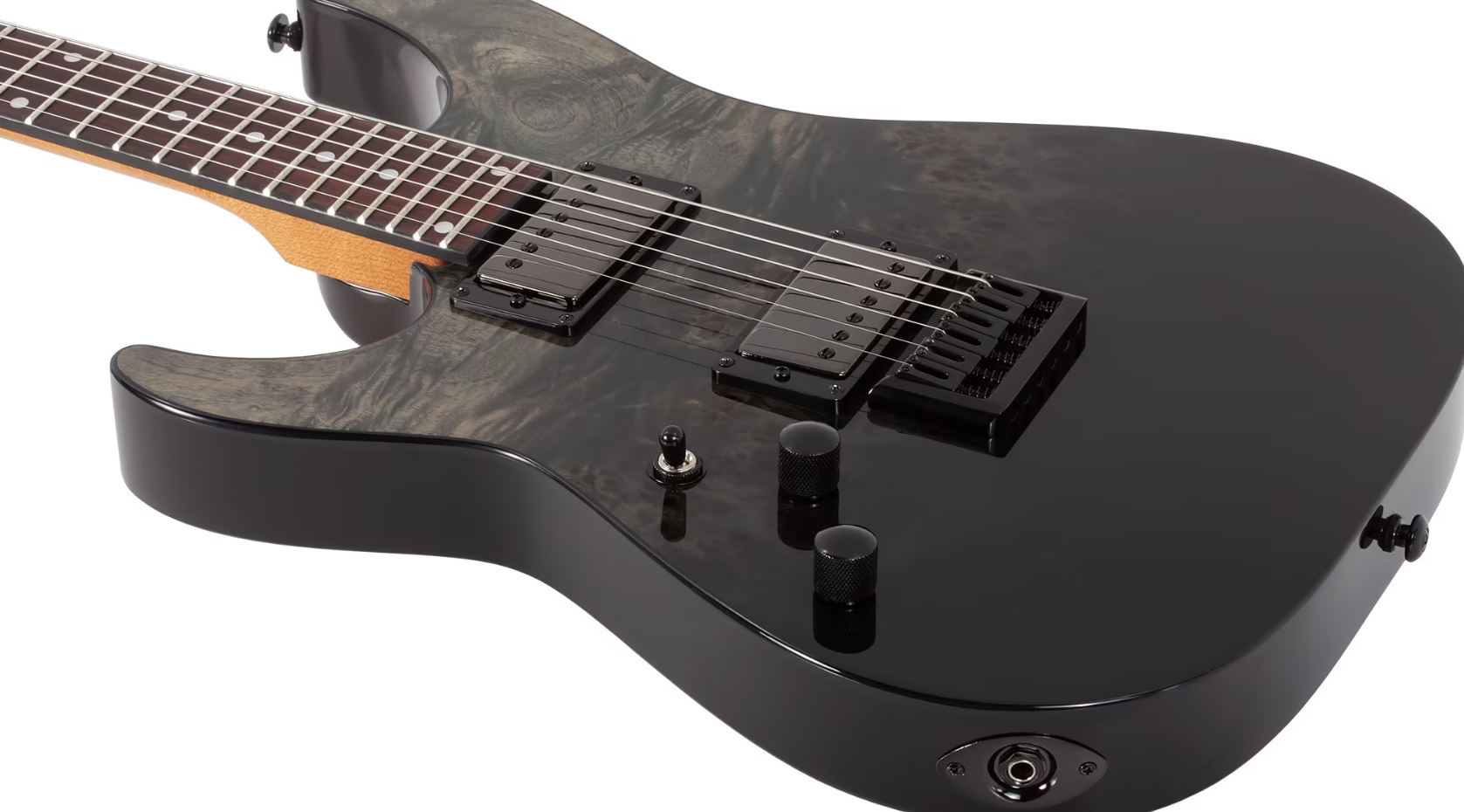 Schecter C-1 Standard Lh Gaucher 2h Ht Rw - Black Fade Burst Burl - E-Gitarre in Str-Form - Variation 1