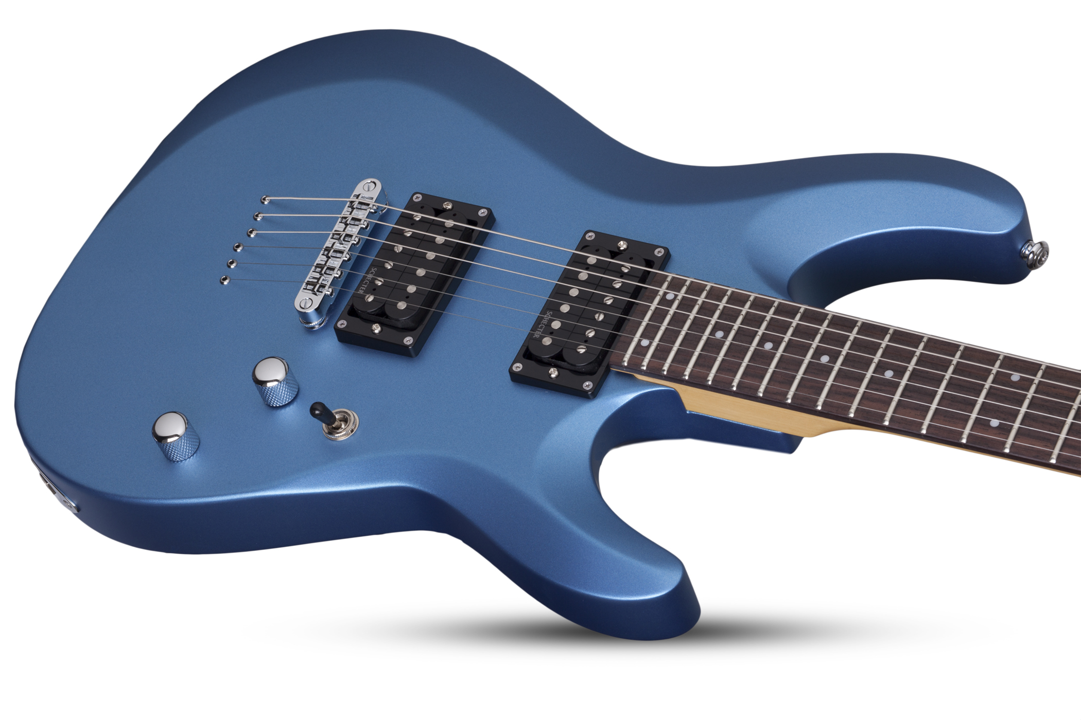 Schecter C-6 Deluxe 2h Ht Rw - Satin Metallic Light Blue - Double Cut E-Gitarre - Variation 3