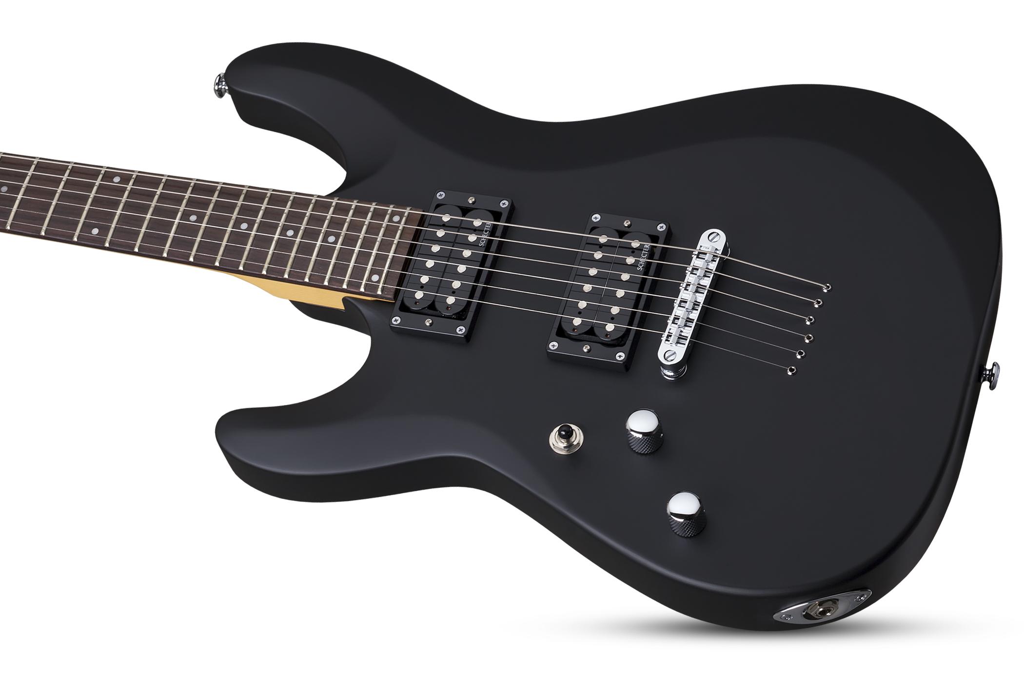 Schecter C-6 Deluxe Lh Gaucher 2h Ht Rw - Satin Black - E-Gitarre für Linkshänder - Variation 1