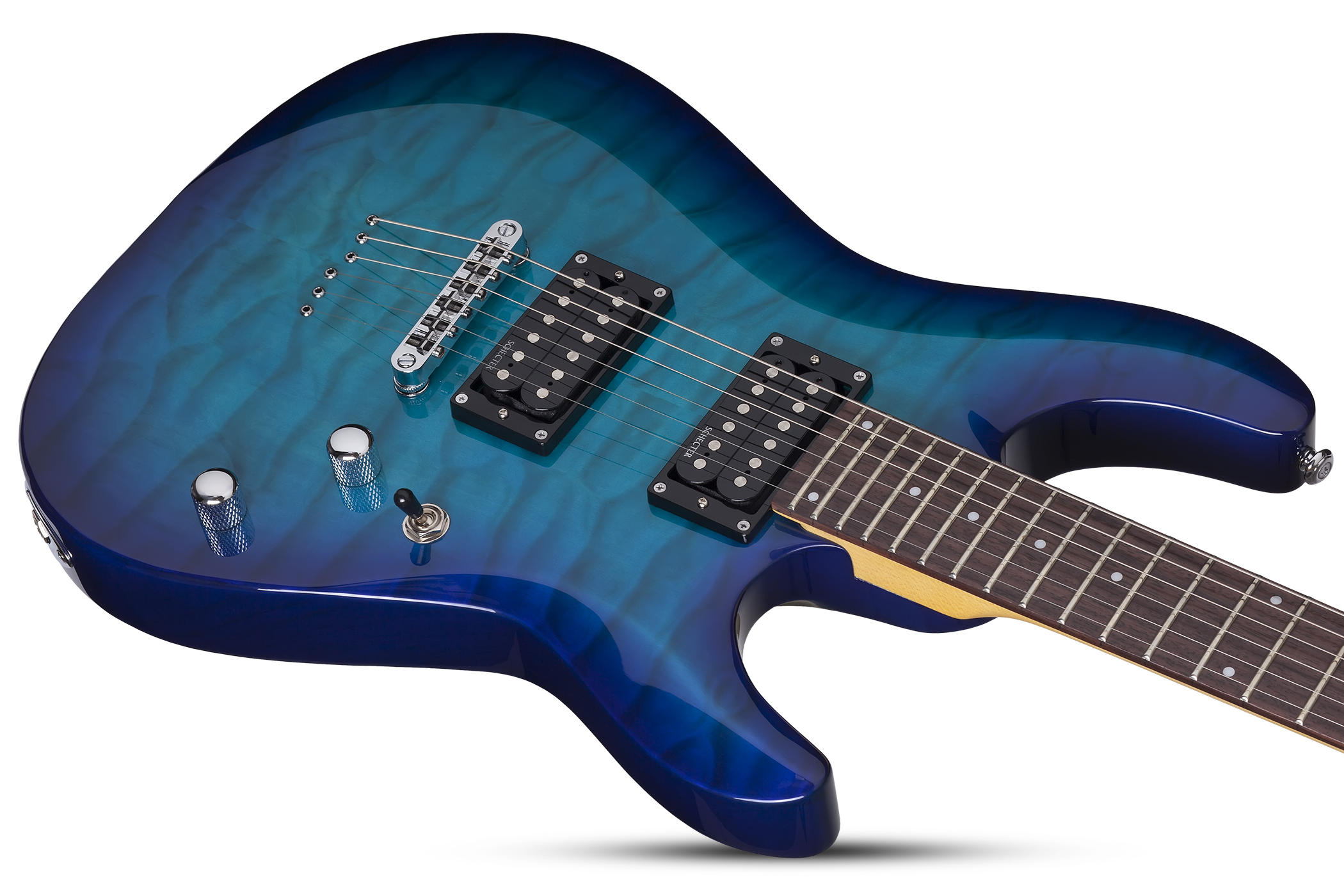 Schecter C-6 Plus 2h Ht Rw - Ocean Blue Burst - Double Cut E-Gitarre - Variation 2