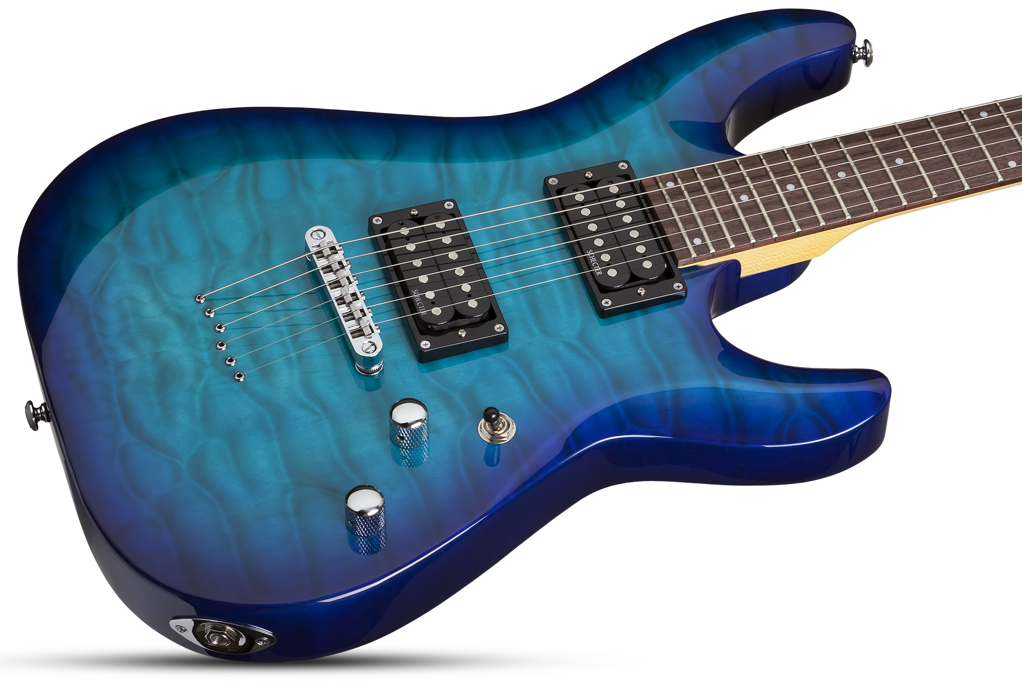 Schecter C-6 Plus 2h Ht Rw - Ocean Blue Burst - Double Cut E-Gitarre - Variation 3