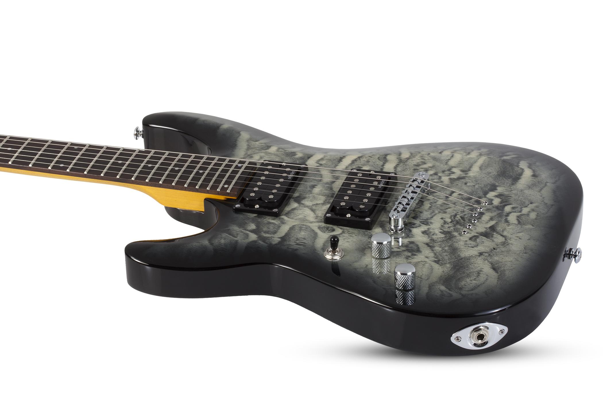 Schecter C-6 Plus Lh Gaucher 2h Ht Rw - Charcoal Burst - E-Gitarre für Linkshänder - Variation 1