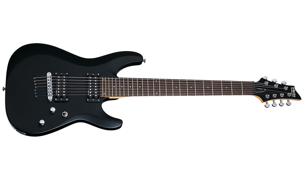 Schecter C-7 Deluxe 2h Ht Rw - Satin Black - 7-saitige E-Gitarre - Variation 1