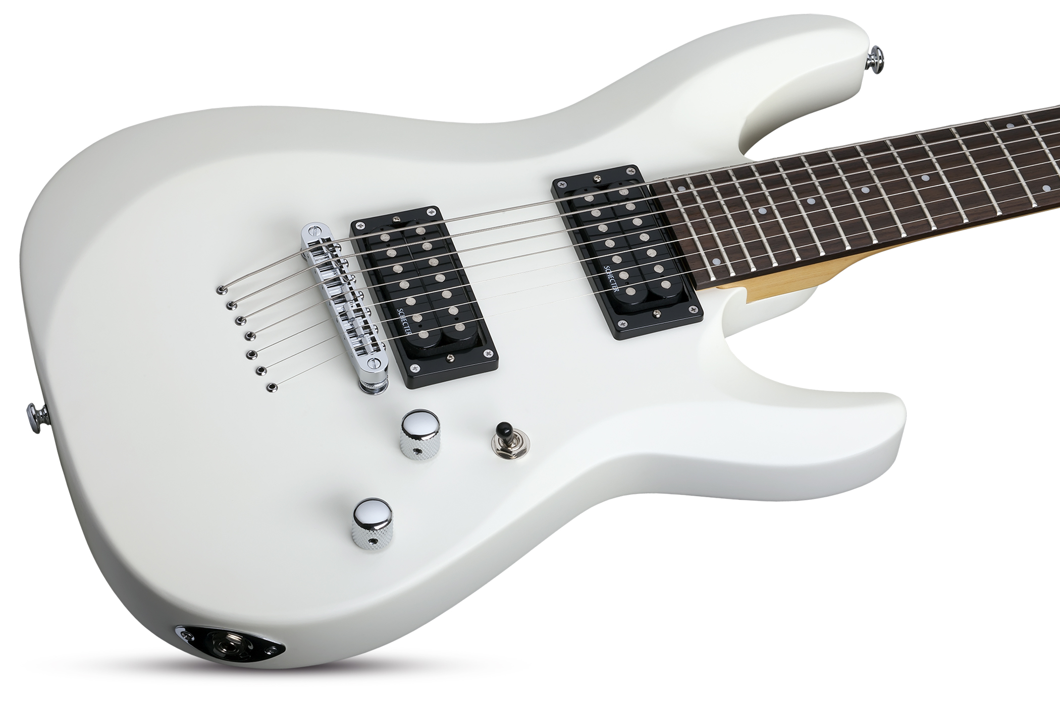 Schecter C-7 Deluxe 7c 2h Ht Rw - Satin White - 7-saitige E-Gitarre - Variation 1