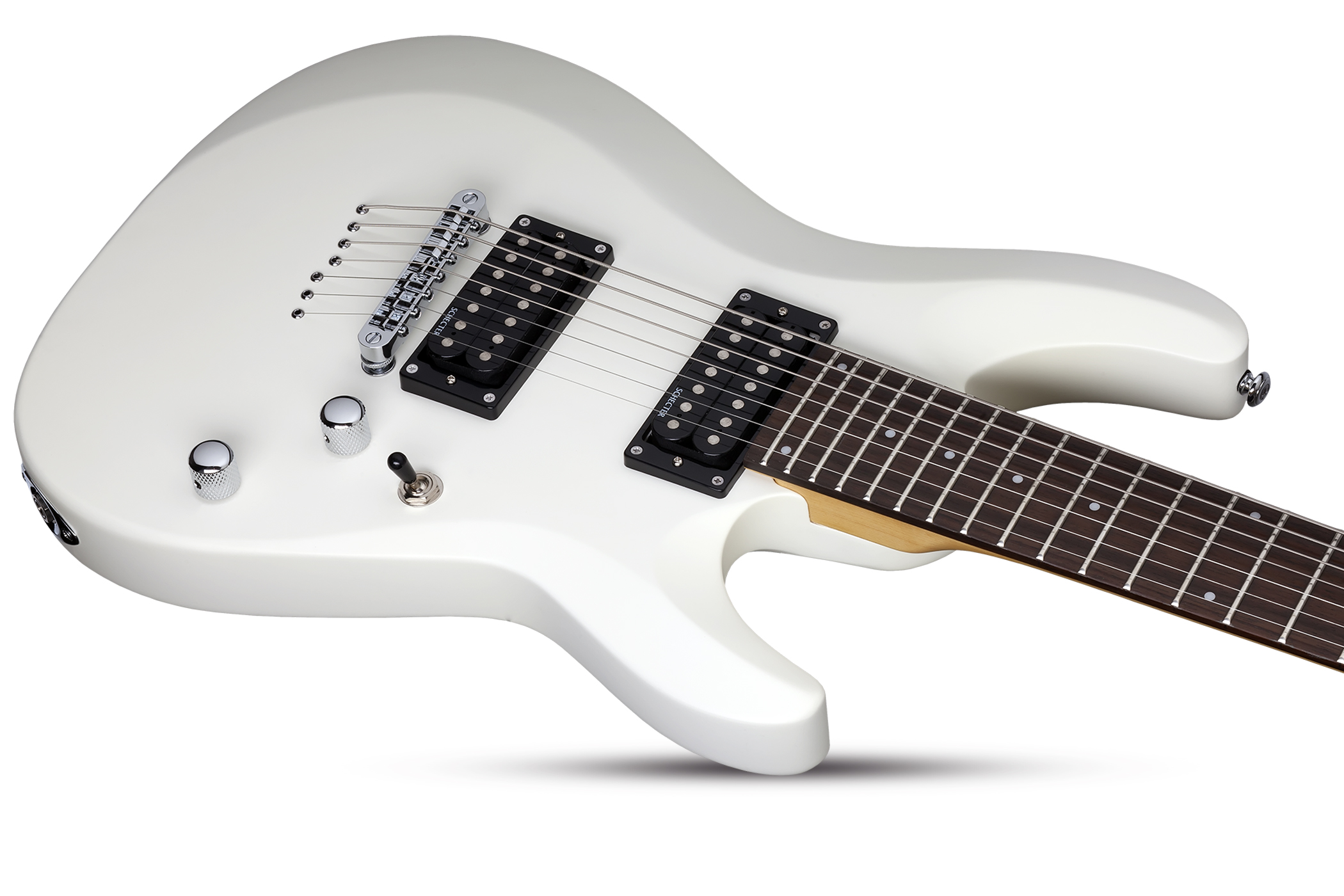 Schecter C-7 Deluxe 7c 2h Ht Rw - Satin White - 7-saitige E-Gitarre - Variation 2