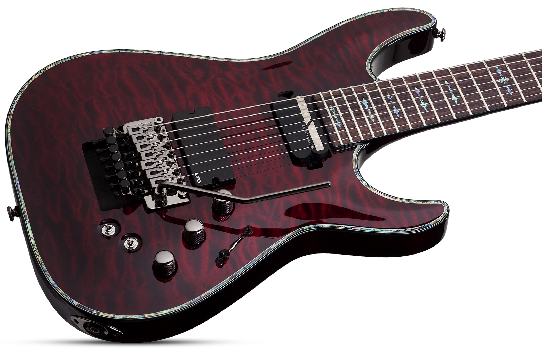 Schecter C-7 Fr S Lh Hellraiser 7c Gaucher 2h Emg Sustainiac Rw - Black Cherry - E-Gitarre für Linkshänder - Variation 1