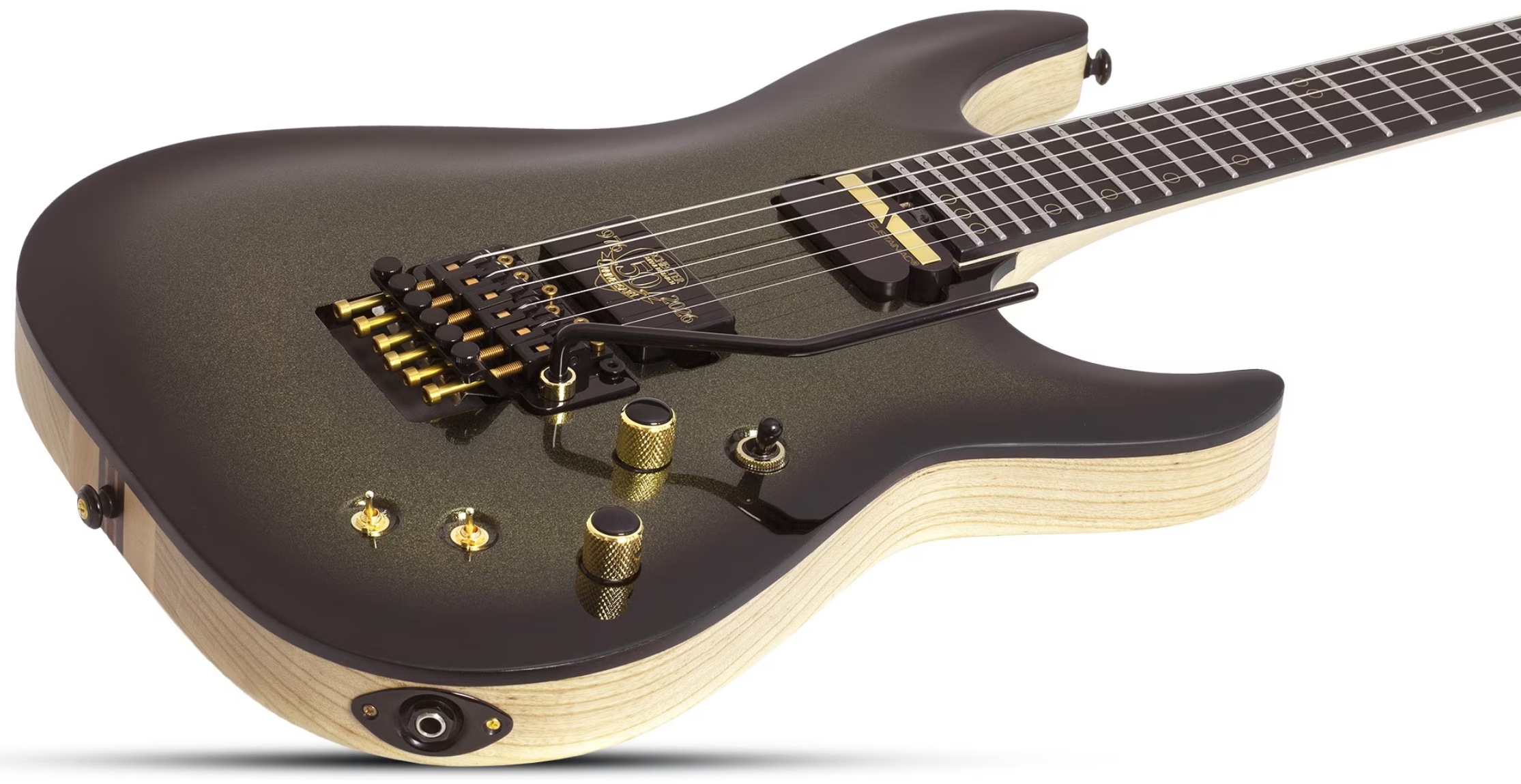 Schecter C1 Fr-s 50th Ann. 2h Sustainiac Fr Eb - 50th Gold Burst - E-Gitarre aus Metall - Variation 2