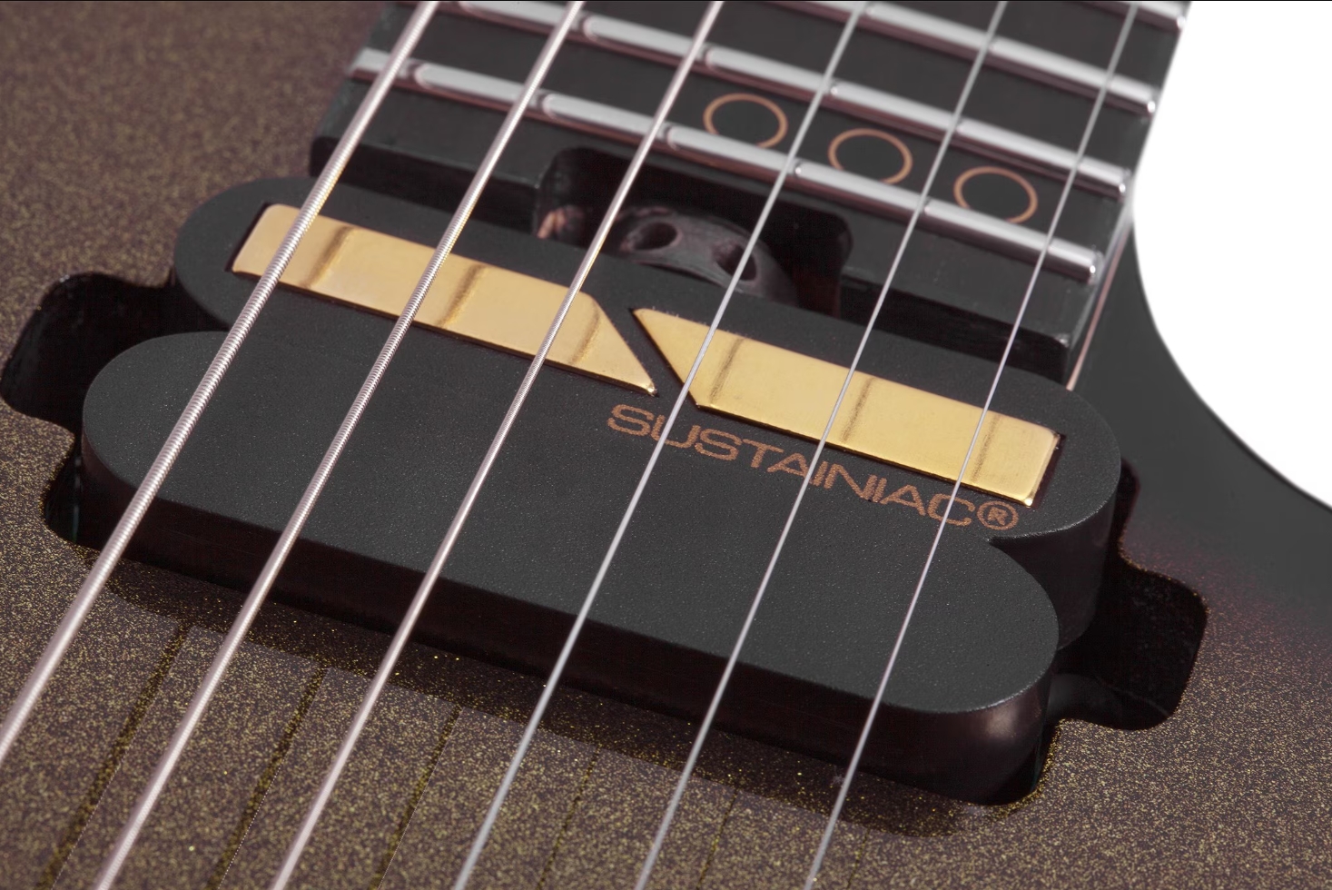 Schecter C1 Fr-s 50th Ann. Lh 2h Sustainiac Eb - 50th Gold Burst - E-Gitarre aus Metall - Variation 5