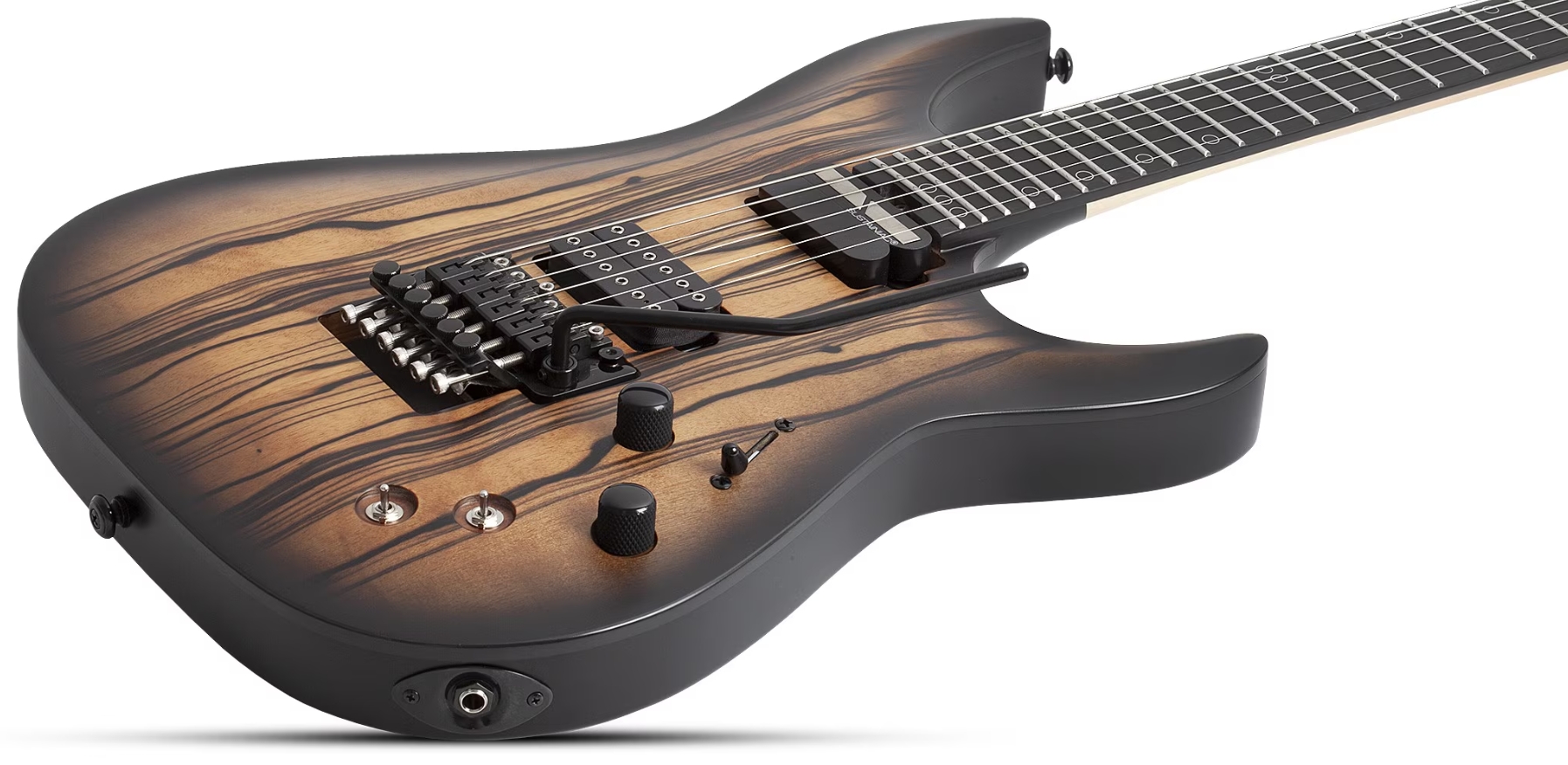 Schecter C1 Fr-s Pale Moon 2h Sustainac Fr Ric - Natural Satin Black Burst - E-Gitarre in Str-Form - Variation 1