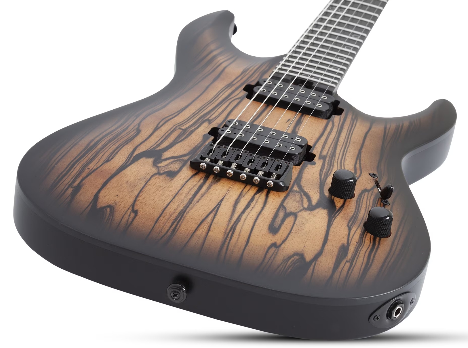 Schecter C1 Pale Moon 2h Ht Ric - Natural Satin Black Burst - E-Gitarre in Str-Form - Variation 1