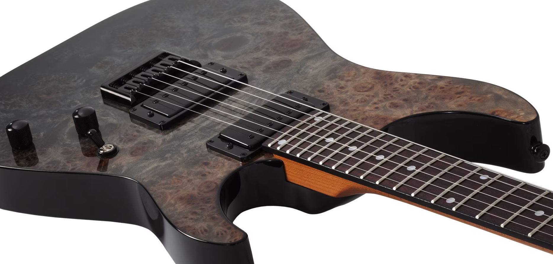 Schecter C1 Standard 2h Ht Rw - Black Fade Burst Burl - E-Gitarre in Str-Form - Variation 2