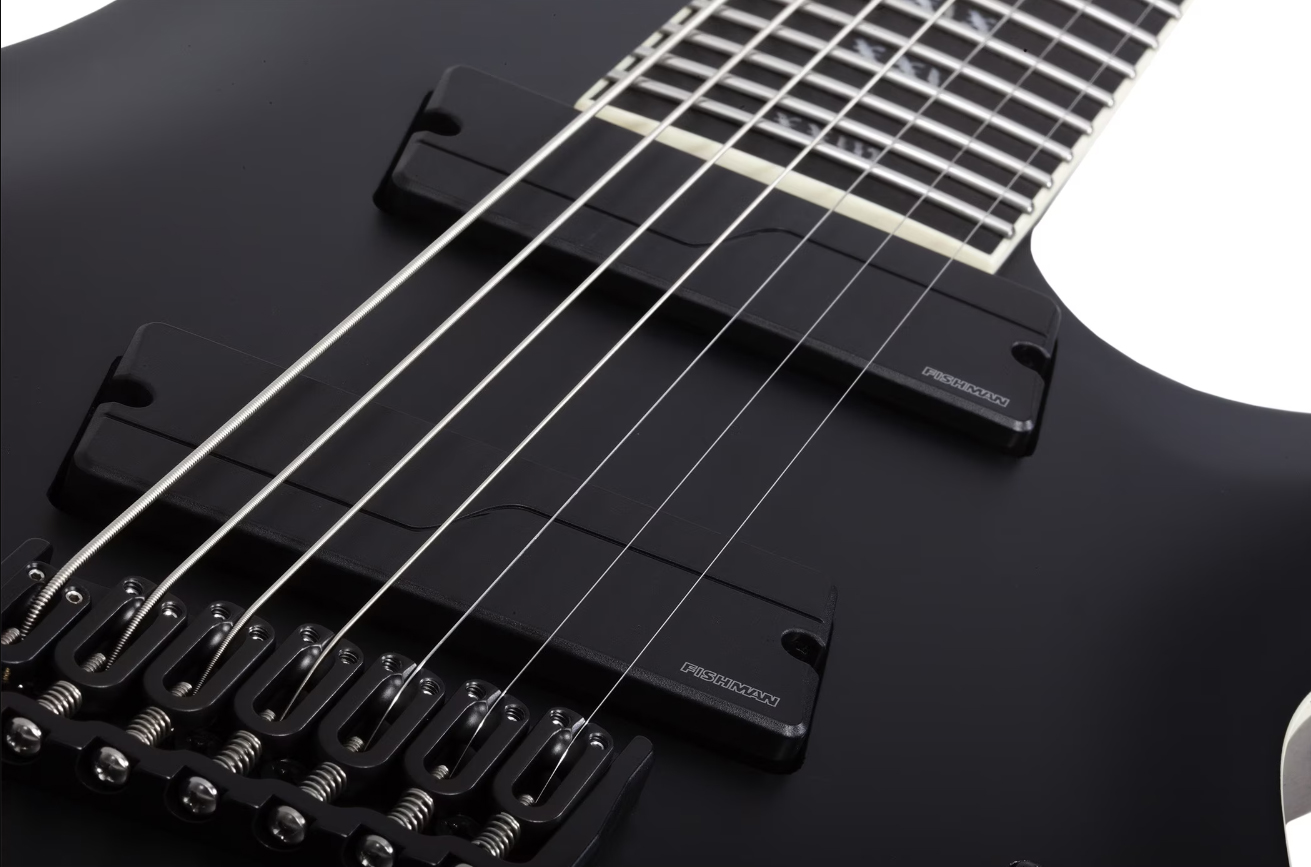 Schecter C7 Multiscale Sls Elite Evil Twin 7c Baryton  2h Fishman Fluence Ht Eb - Satin Black - Multi-Scale Guitar - Variation 3