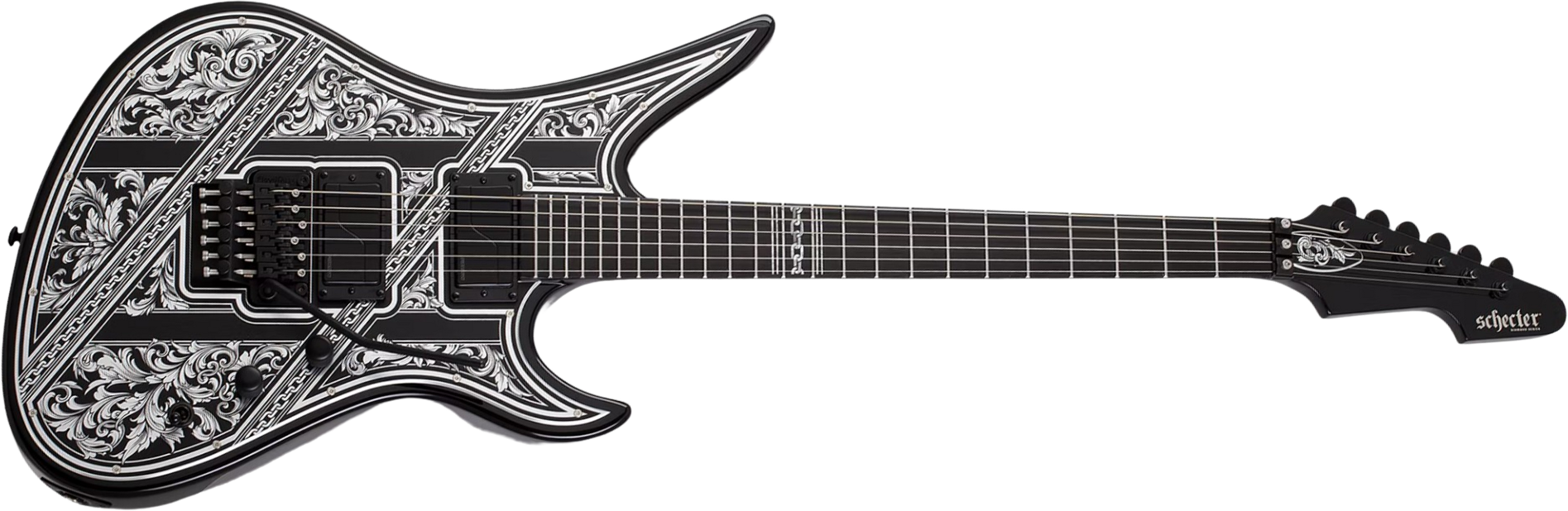 Schecter Avenger Pryzm Palladium 2h Fishman Fluence Modern Fr Eb - Gloss Black - 7-saitige E-Gitarre - Main picture