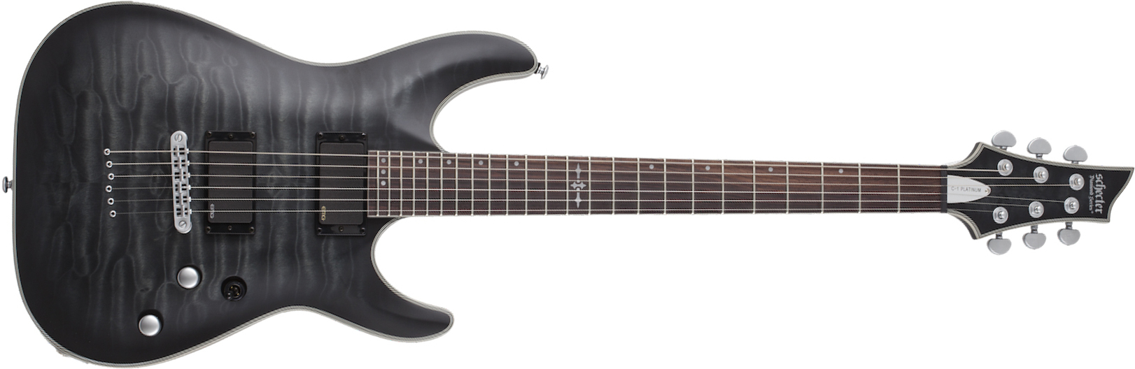 Schecter C 1 Platinum see through black satin E gitarre in str form