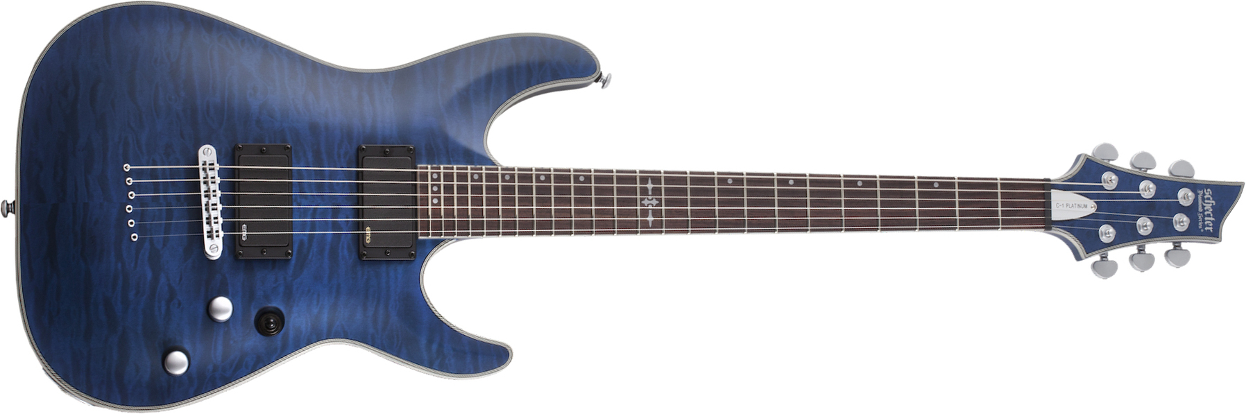 Schecter C-1 Platinum 2h Emg Ht Eb - See Thru Midnight Blue - E-Gitarre in Str-Form - Main picture