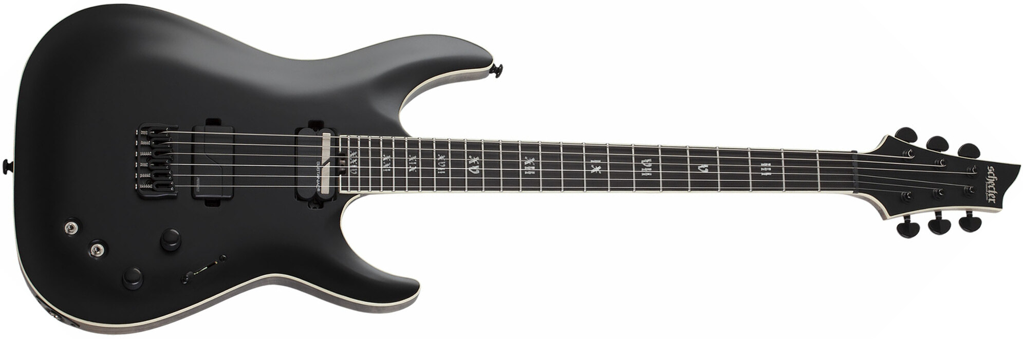 Schecter C-1 S Sls Elite Evil Twin 2h Fishman Fluence Modern Sustainiac Ht Eb - Satin Black - E-Gitarre in Str-Form - Main picture