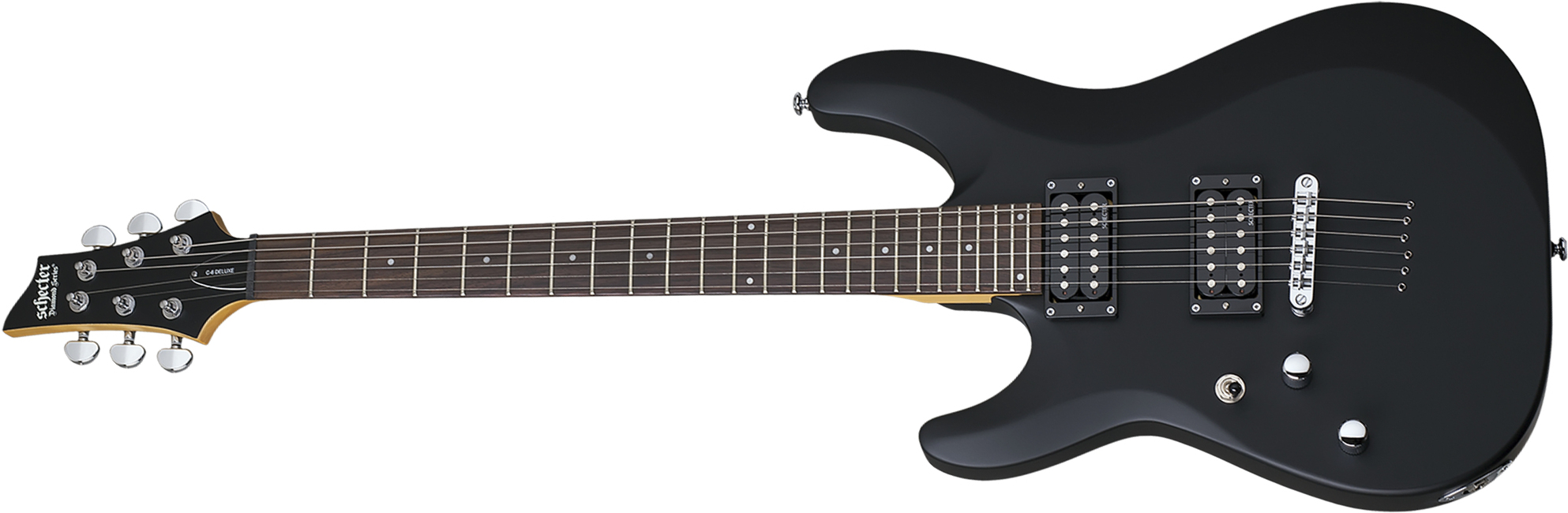 Schecter C-6 Deluxe Lh Gaucher 2h Ht Rw - Satin Black - E-Gitarre für Linkshänder - Main picture