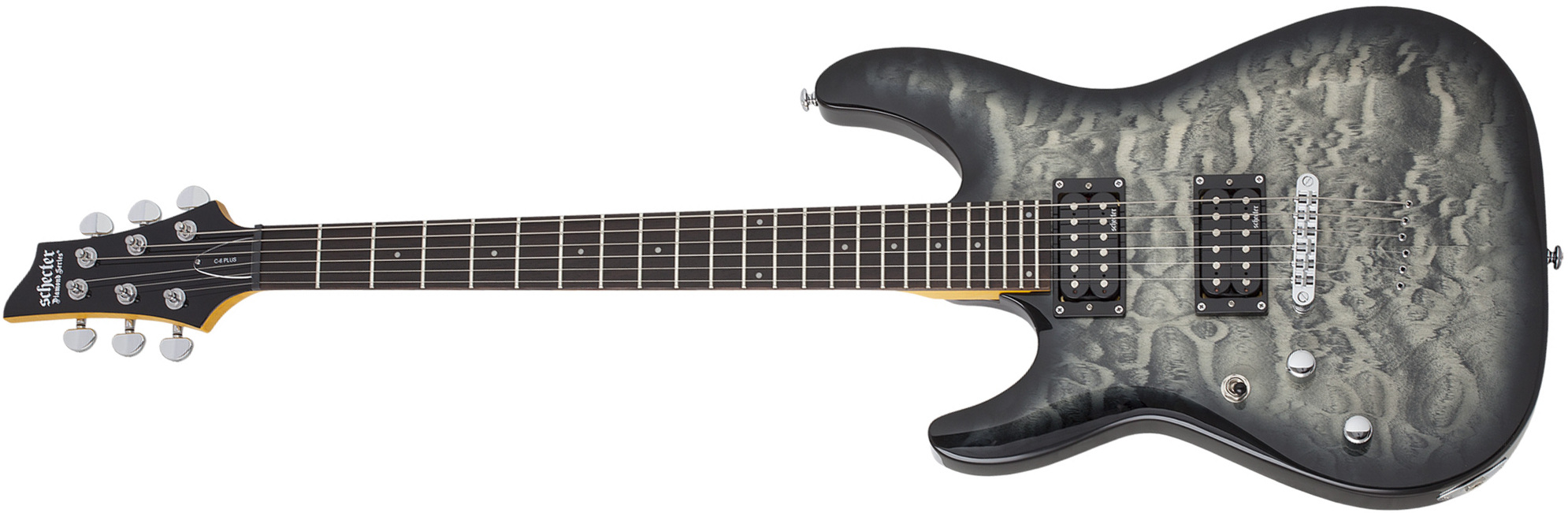 Schecter C-6 Plus Lh Gaucher 2h Ht Rw - Charcoal Burst - E-Gitarre für Linkshänder - Main picture