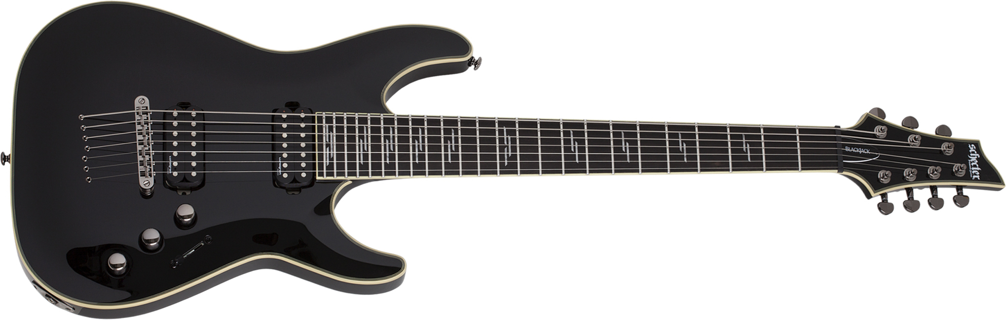 Schecter C-7 Blackjack 7c 2h Lundgren Ht Eb - Black - 7-saitige E-Gitarre - Main picture