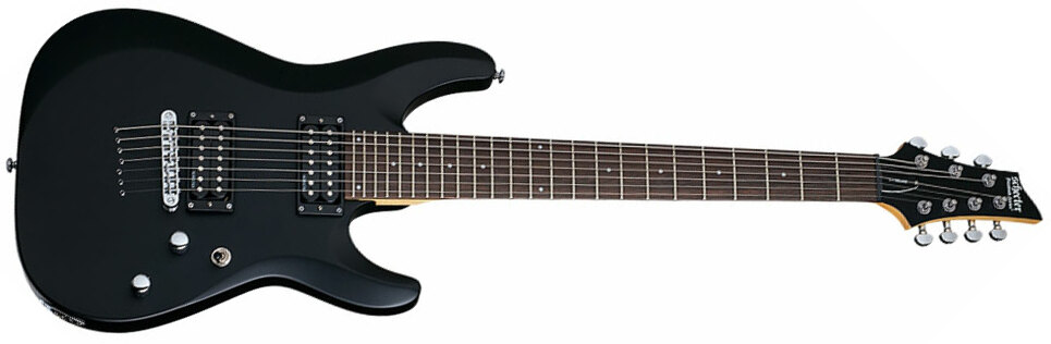 Schecter C-7 Deluxe 2h Ht Rw - Satin Black - 7-saitige E-Gitarre - Main picture