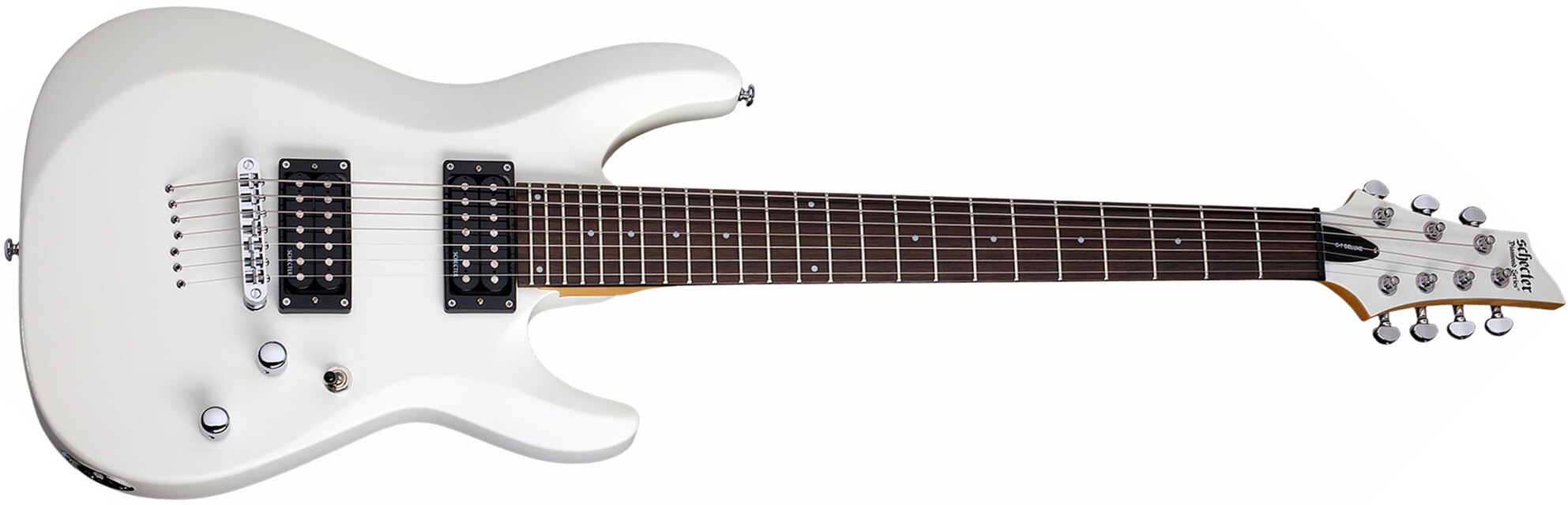 Schecter C-7 Deluxe 7c 2h Ht Rw - Satin White - 7-saitige E-Gitarre - Main picture