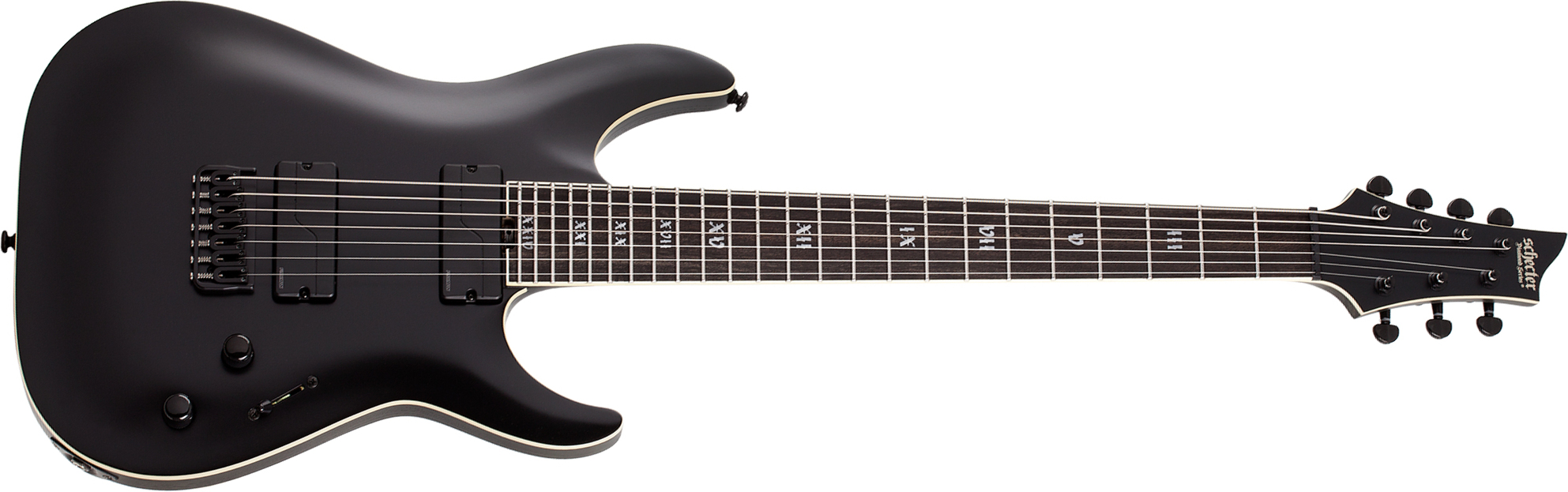 Schecter C-7 Sls Evil Twin 7c 2h Fishman Ht Eb - Satin Black - 7-saitige E-Gitarre - Main picture