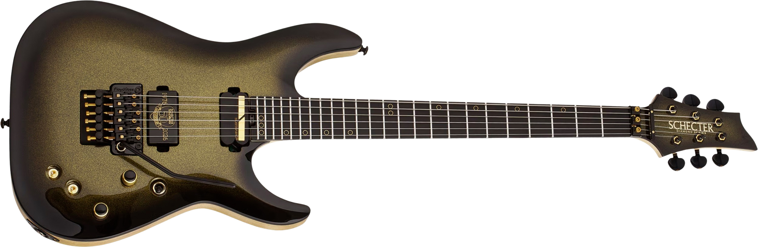Schecter C1 Fr-s 50th Ann. 2h Sustainiac Fr Eb - 50th Gold Burst - E-Gitarre aus Metall - Main picture